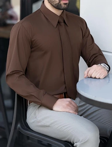 پیراهن ضد چروک دکمه مخفی